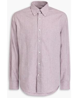 Canali Herringbone Cotton-Flannel Shirt - Pink
