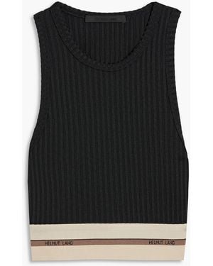 Helmut Lang Cropped Ribbed-Knit Top - Black