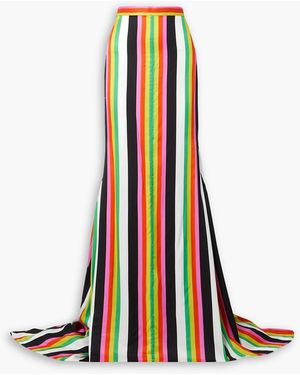 Christopher John Rogers Gestreiftes maxikleid aus crêpe - Weiß