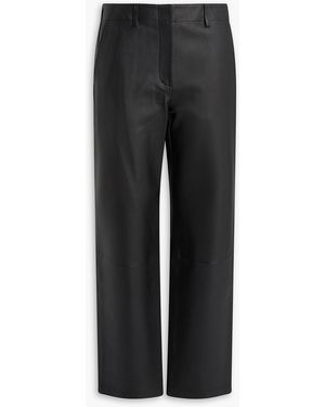 Theory Leather Straight-leg Trousers - Black
