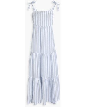 Heidi Klein Tiered Linen-Jacquard Maxi Dress - White