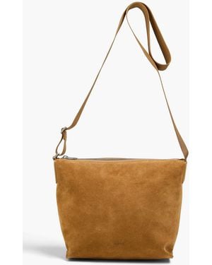 Sandro Suede Messenger Bag - Brown