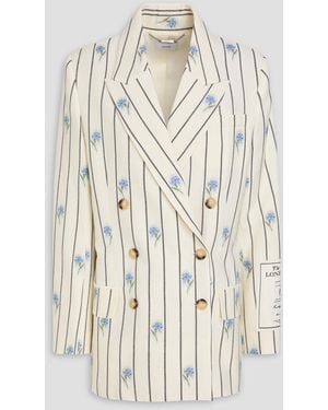 Erdem Double-Breasted Printed Wool-Blend Twill Blazer - Natural