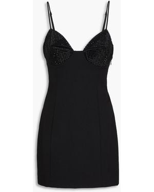 Area Crystal-embellished Wool-blend Crepe Mini Dress - Black