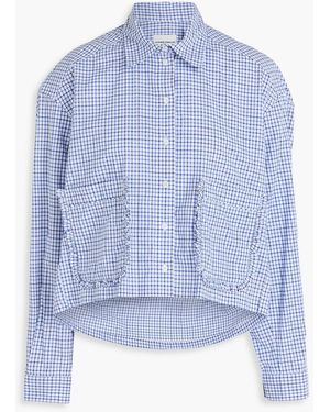 Claudie Pierlot Carine Cropped Checked Cotton Shirt - Blue