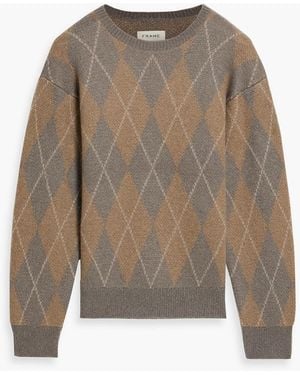 FRAME Argyle Jacquard-Knit Sweater - Natural