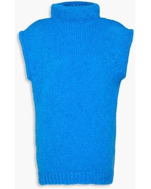 Tibi Mohair-blend Turtleneck Vest - Blue