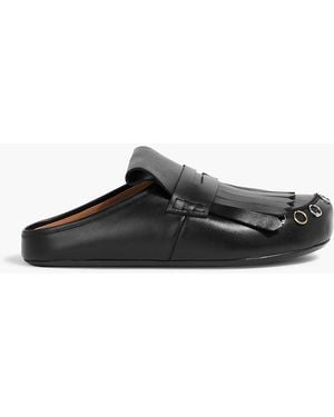 Marni Sabot Embellished Leather Clogs - Black