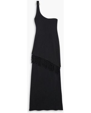 Savannah Morrow Saanj One-shoulder Fringed Cotton Maxi Dress - Black