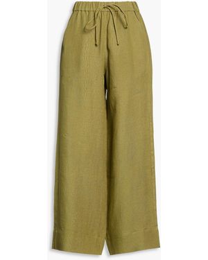 Casa Raki Emma Linen Wide-leg Trousers - Green