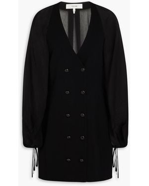 FRAME Crepe And Silk-chiffon Mini Dress - Black