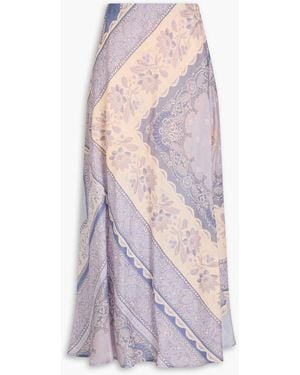 Zimmermann Paisley-Print Linen Maxi Skirt - Purple