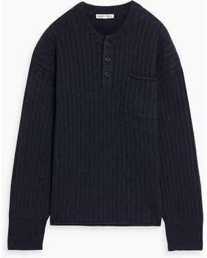 Alex Mill Sawyer Ribbed Cotton And Linen-Blend Henley Sweater - Blue