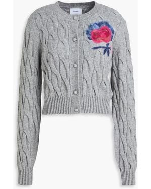 Erdem Floral-Print Cable-Knit Wool-Blend Cardigan - Grey