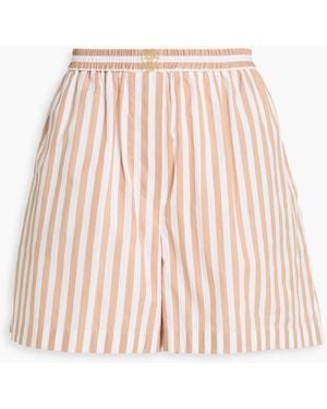 Brunello Cucinelli Striped Cotton And Silk-blend Shorts - Pink