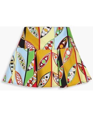 PUCCI Pleated Printed Silk-twill Mini Skirt - White