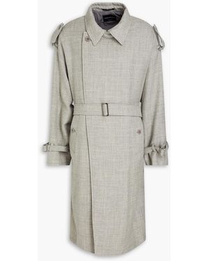 Emporio Armani Belted Wool Coat - Grey