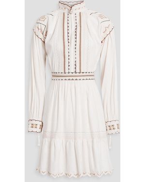 Etro Embroidered Cotton Mini Dress - Natural