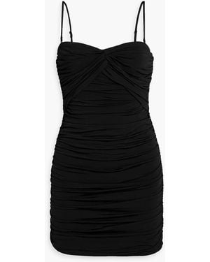 Anine Bing Ruched Stretch-Jersey Mini Dress - Black