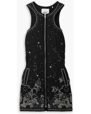 Isabel Marant Belila Embellished Padded Cotton Mini Dress - Black