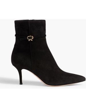 Gianvito Rossi Ribbon Ville 70 Suede Ankle Boots - Black