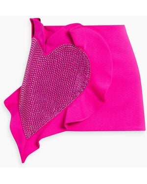 Area Crystal-embellished Ruffled Wool-blend Mini Skirt - Pink