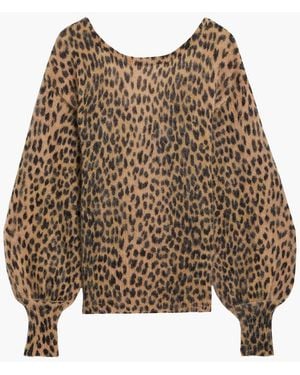 Maje Jacquard-Knit Mohair-Blend Sweater - Brown