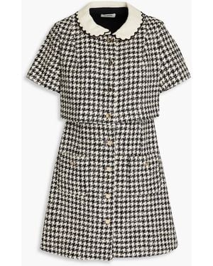 Sandro Layered Houndstooth Cotton-blend Tweed Mini Dress - Black