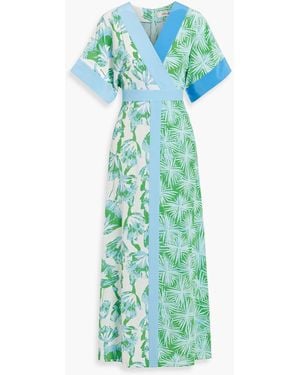 Diane von Furstenberg Sofie Wrap-Effect Floral-Print Crepe Maxi Dress - Green