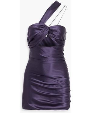 The Sei Cutout Ruched Silk-Satin Mini Dress - Purple