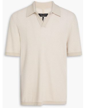 Rag & Bone Striped Cotton-Blend Polo Shirt - Natural