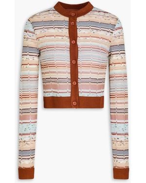 Missoni Cropped Metallic Crochet-Knit Cardigan - Natural