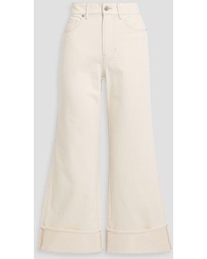 Veronica Beard Taylor Cropped High-Rise Wide-Leg Jeans - Natural