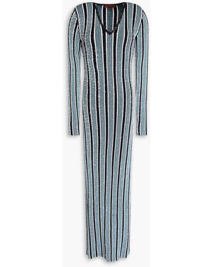 Missoni Embellished Striped Ribbed-Knit Maxi Dress - Blue