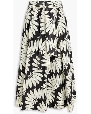 FARM Rio Floral-Print Cotton Midi Skirt - White