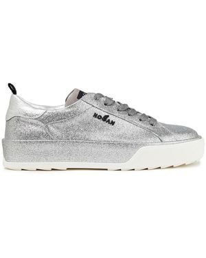 Hogan Rebel Glittered Woven Trainers - Metallic