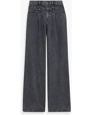SLVRLAKE Denim Eva X Taylor Frayed High-Rise Wide-Leg Jeans - Gray
