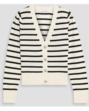 Veronica Beard Solene Striped Cashmere Cardigan - White