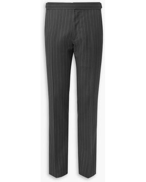 Tom Ford Tapered Pinstriped Wool And Mohair-Blend Twill Pants - Gray
