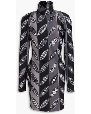 PUCCI Printed Stretch-jersey Mini Turtleneck Dress - Black