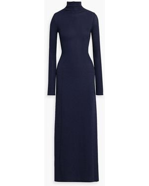 Rag & Bone Elsa Metallic Stretch-Jersey Turtleneck Maxi Dress - Blue