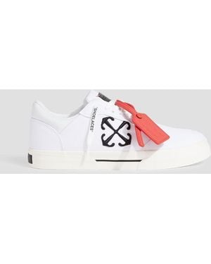 Off-White c/o Virgil Abloh Vulcanized Embroidered Leather-Trimmed Canvas Sneakers - Pink