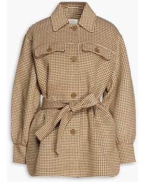 Sandro Houndstooth Wool-blend Felt Jacket - Natural