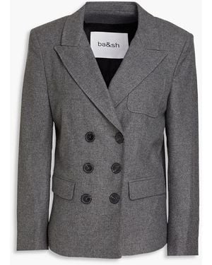 Ba&sh Bazra Double-breasted Mélange Flannel Blazer - Black