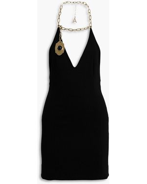 Area Chain-Embellished Ponte Halterneck Mini Dress - Black