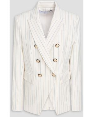 Veronica Beard Miller Dickey Double-Breasted Pinstriped Twill Blazer - Natural