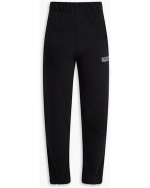 Ganni Cotton-Blend Fleece Track Trousers - Black