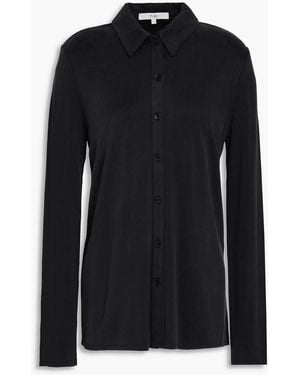 Tibi Cupro-blend Jersey Shirt - Black