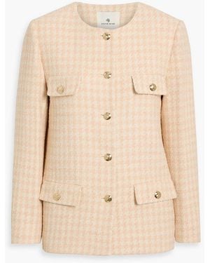 Anine Bing Janet Houndstooth Tweed Jacket - Natural