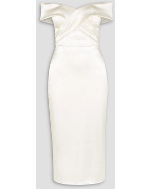 Halfpenny London Kelly schulterfreies midikleid aus satin - Weiß